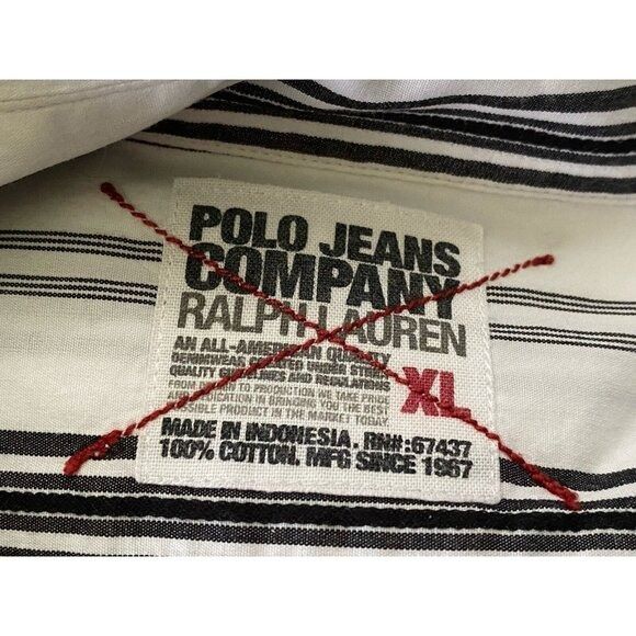 Ralph Lauren Vintage Ralph Lauren Polo Jeans White and Black Button Down Size US XL / EU 56 / 4 - 6 Thumbnail