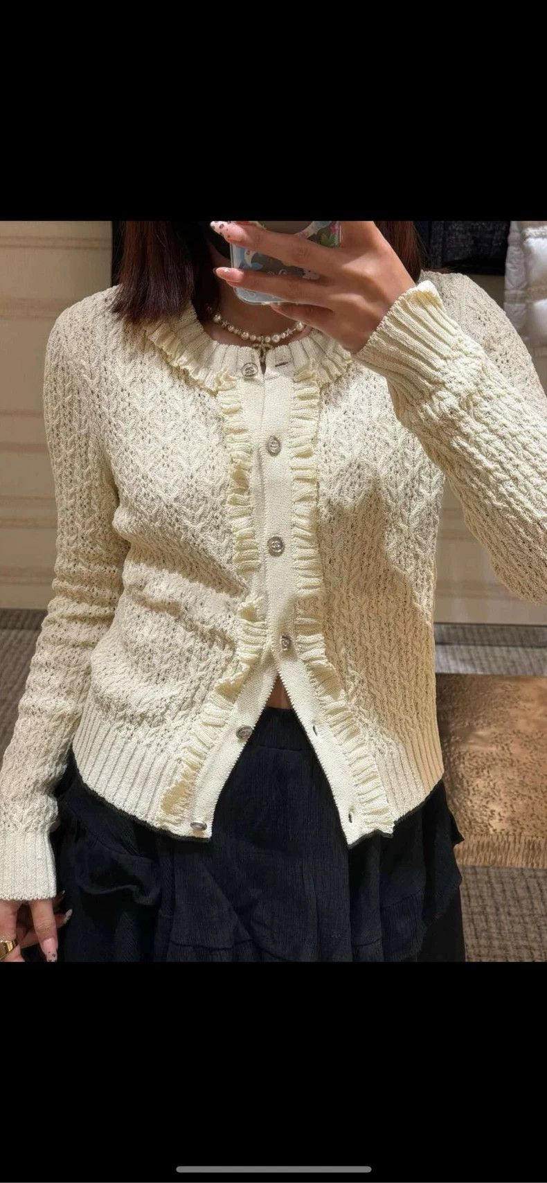 Chanel Chanel 25C milky white ruffle knitwear jacket 2504-Nextarro Size XS / US 0-2 / IT 36-38 - 8 Thumbnail