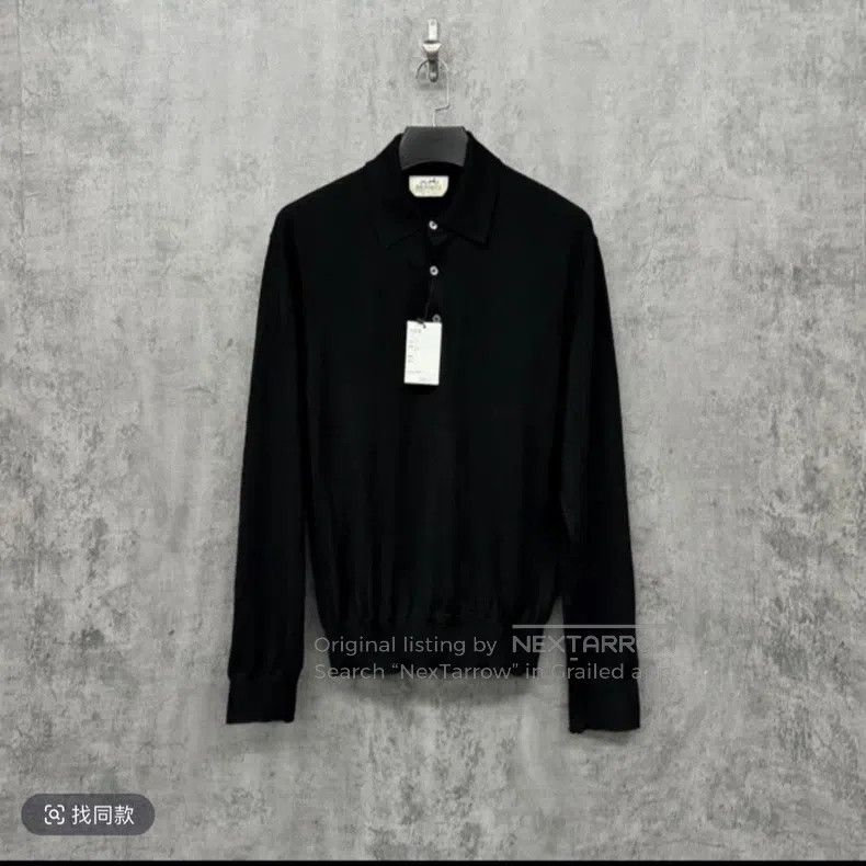 Hermes Hermes Black Knit Polo Long Sleeve Size US L / EU 52-54 / 3 - 1 Thumbnail