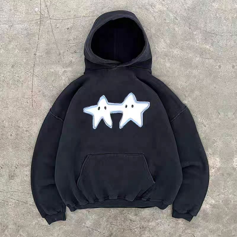 Japanese Brand Black casual retro star print hoodie y2k Size US M / EU 48-50 / 2 - 1 Thumbnail