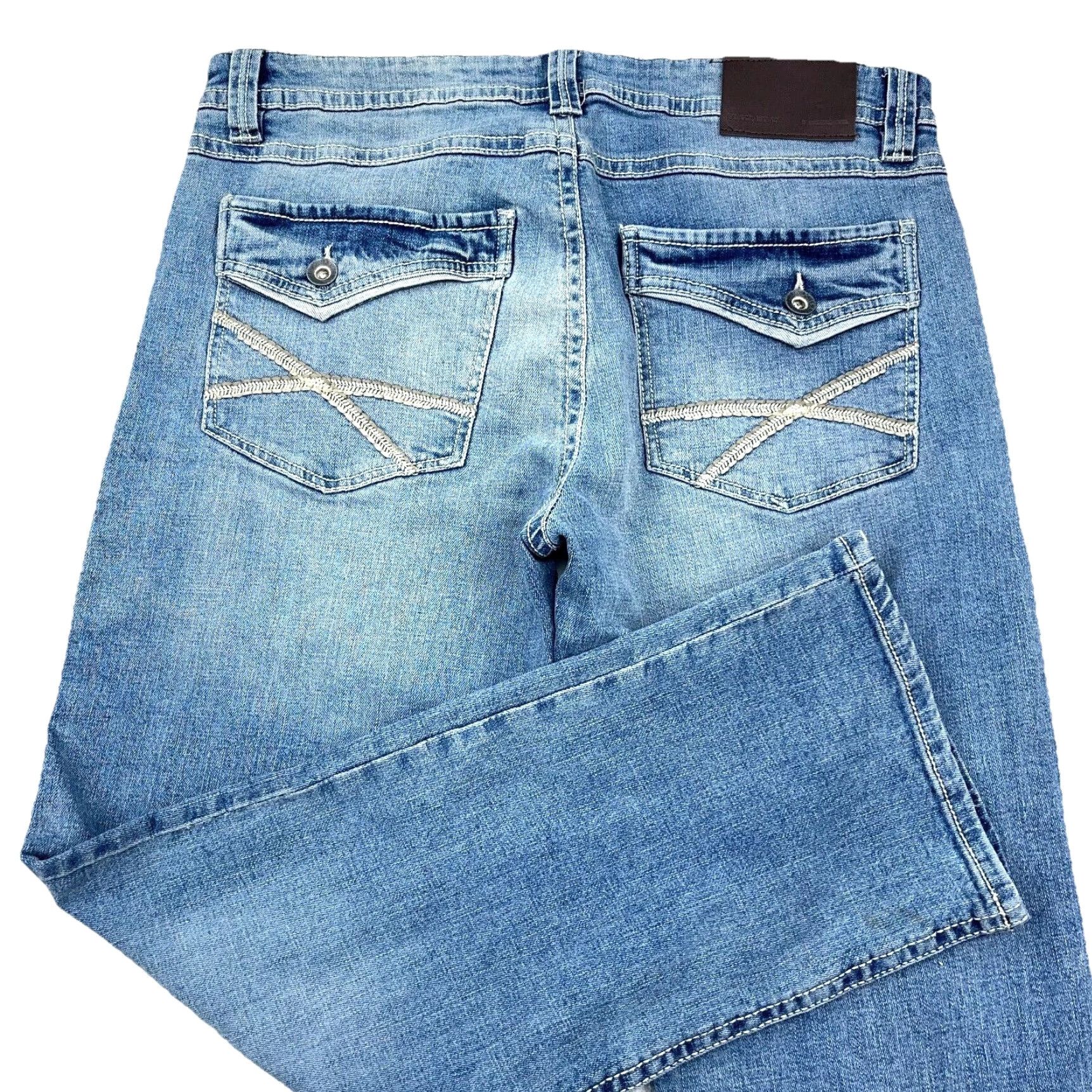 Denime TK Axel Jeans Men 34x30 Slim Boot Cut Dark Wash Denim Pants Flap Pockets Faded Size US 34 / EU 50 - 2 Thumbnail