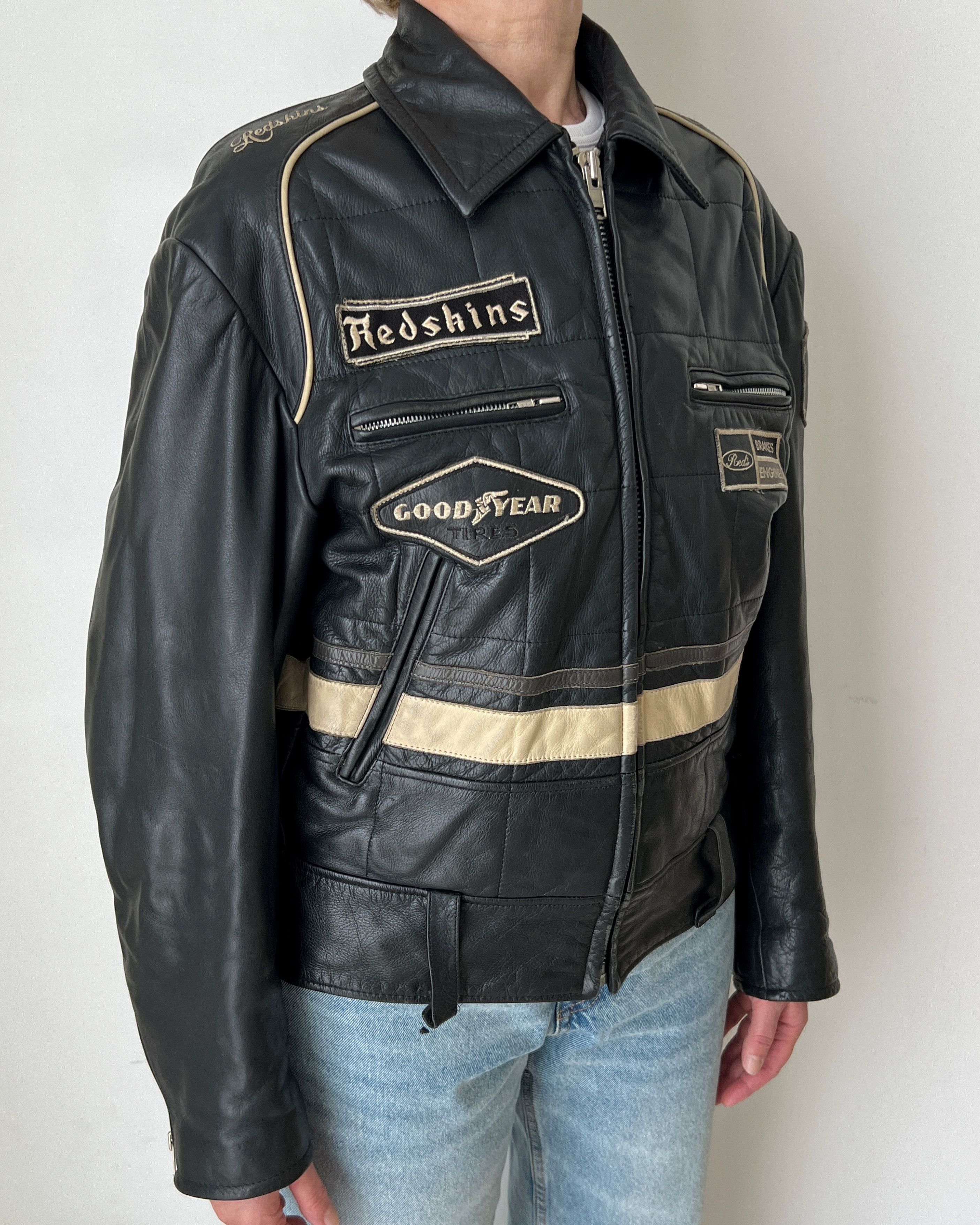 Other VINTAGE Y2K RED SKINS MOTORCYCLE BIKER LEATHER JACKET Size L / US 10 / IT 46 - 3 Thumbnail