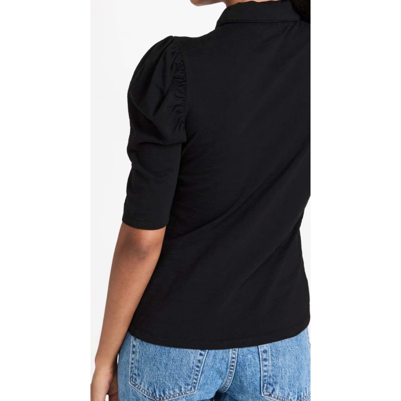 Nation LTD Nation Ltd Los Angeles Ennis Workshirt Blouse S Black Puff Sleeve Snap Front Women’s Size S / US 4 / IT 40 - 3 Thumbnail