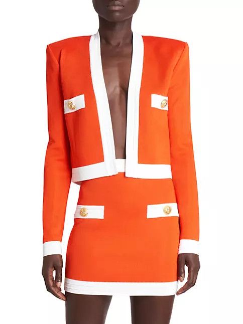 Balmain o1w1db10624 Cardigan in Orange Size XS / US 0-2 / IT 36-38 - 2 Thumbnail