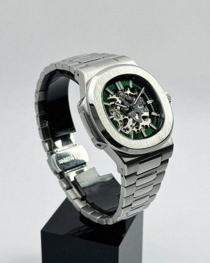 Japanese Brand Seiko Mod Nautilus Green Skeleton Dial Steel Watch NH35 41mm Size ONE SIZE - 2 Thumbnail
