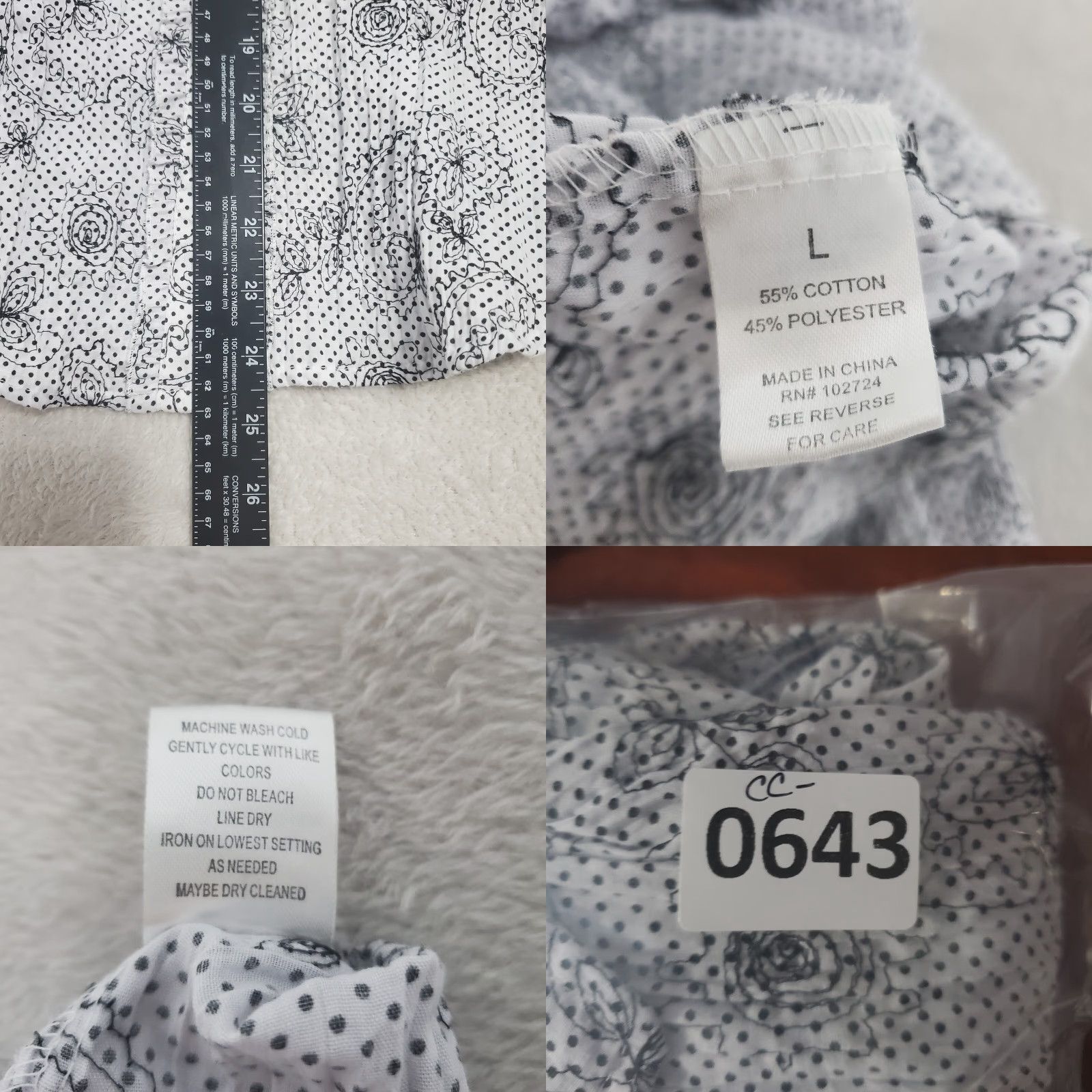 Vintage MacDougal & Houston Top Women L White Black Polka Dot Floral Embroidered Ruffle Button-Up Short Sleeve Collared Size L / US 10 / IT 46 - 8 Thumbnail