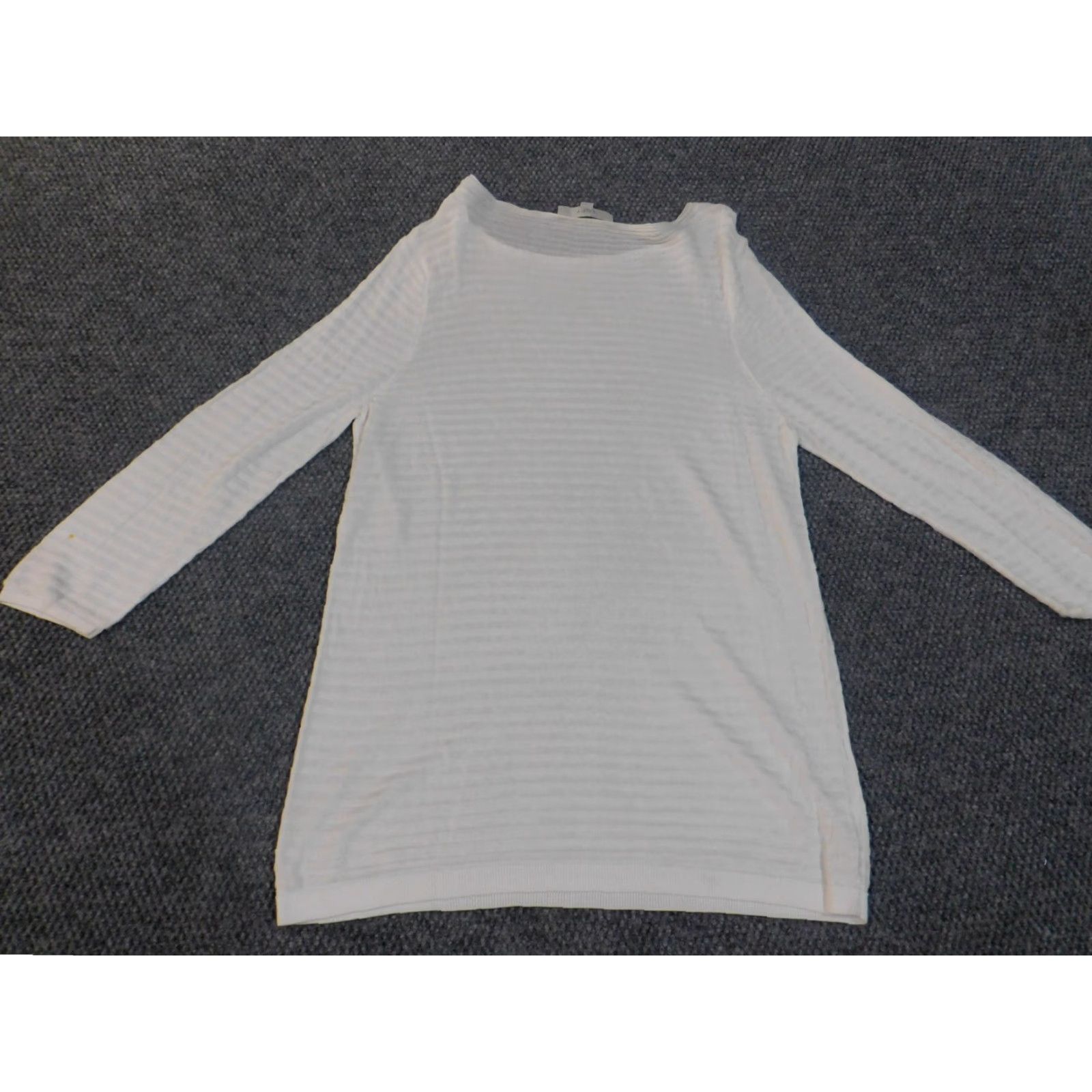 Ann Taylor Loft White XL Womens Blouse Round Neck Long Sleeve Cotton Rayon Casual Stretch Regular Ann Taylor Loft Size XL / US 12-14 / IT 48-50 - 7 Thumbnail