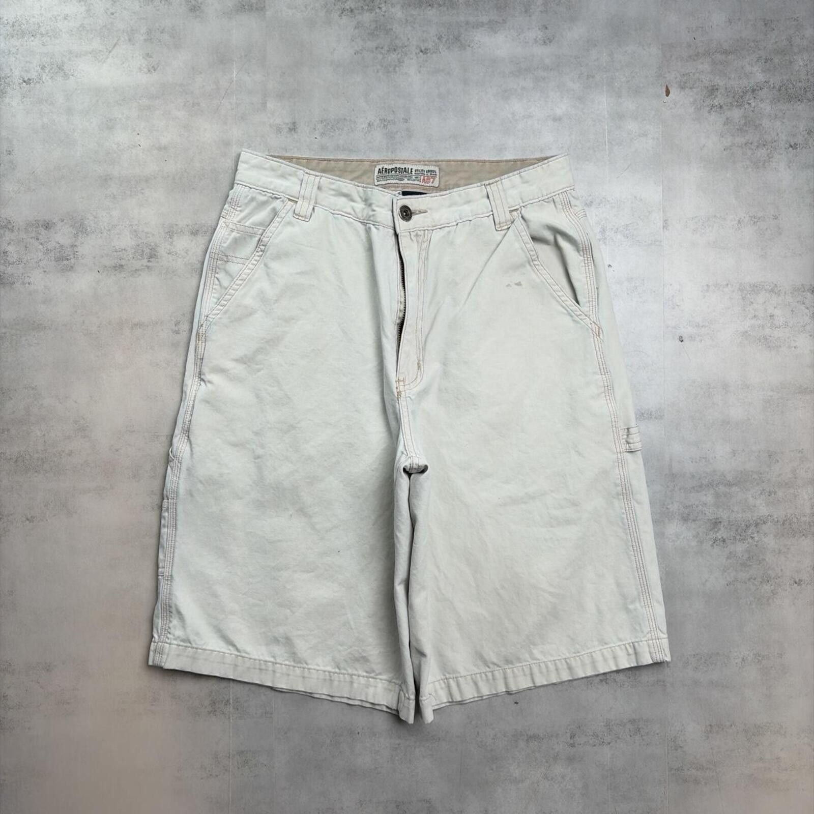 Aeropostale Y2K Beige Aeropostale Grunge Baggy Carpenter Shorts Size 29" - 4 Thumbnail