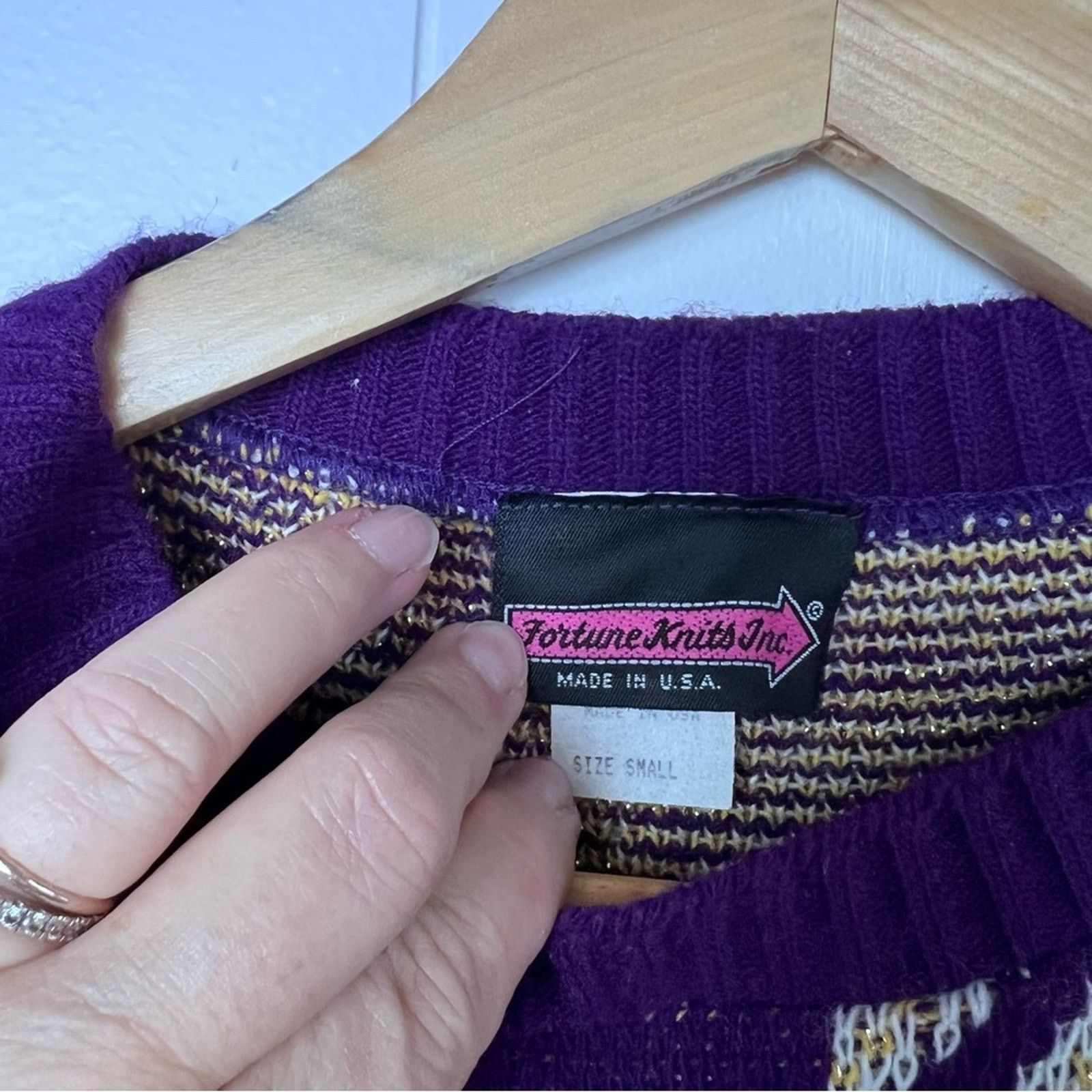 Vintage Vintage Purple Cream Oversized Pullover Sweater Women Small Size S / US 4 / IT 40 - 6 Thumbnail
