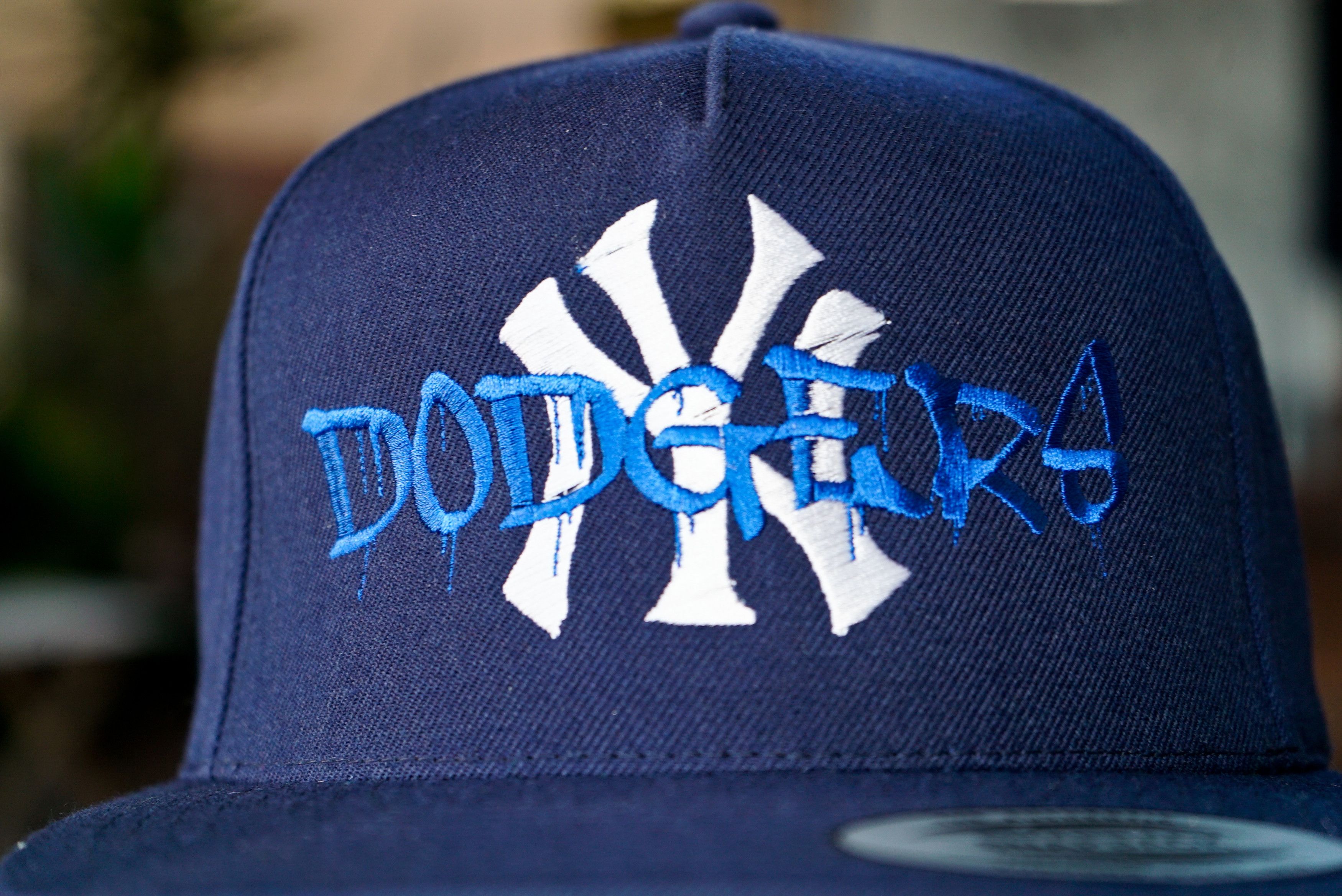 Handmade LA Dodgers Graffiti Over NY Yankees World Series Hat Size ONE SIZE - 2 Thumbnail