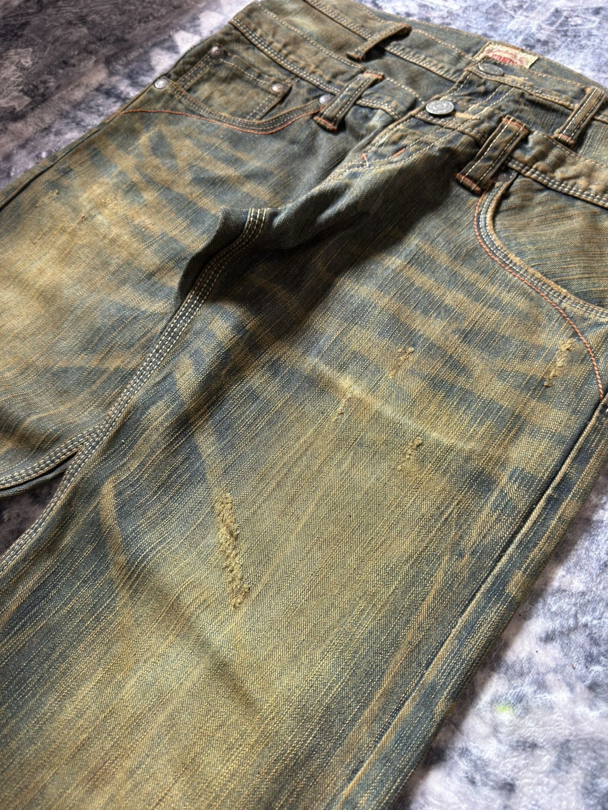 If Six Was Nine Edwin Japan Psychedelic Mud Wash Fade Double Waist Jeans Size US 30 / EU 46 - 10 Thumbnail