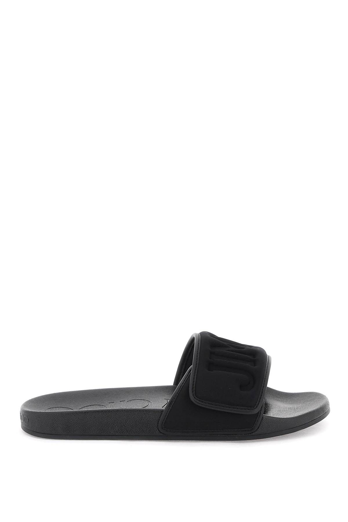 image of Jimmy Choo Slides With Logo in V Black Black, Men's (Size 12)