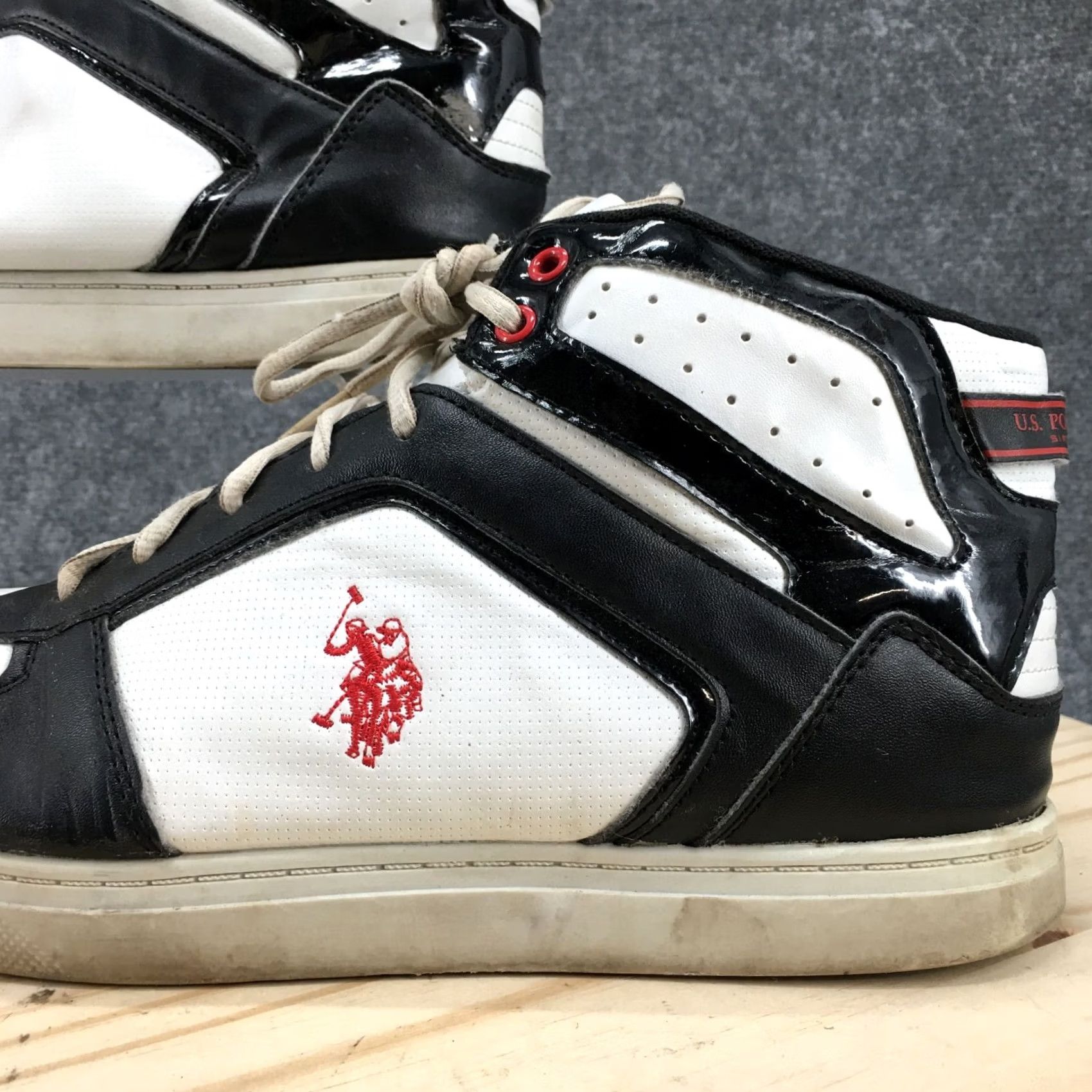 Vintage US Polo Assn Shoes Mens 10.5 High Top Basketball Sneakers Black Lace Up Size US L / EU 52-54 / 3 - 3 Thumbnail