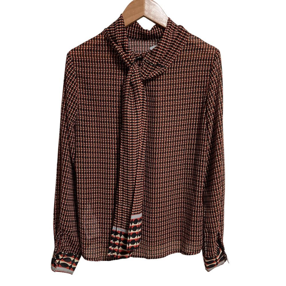 Other NARACAMICIE Geometric Panel Print Silk Blouse Others Tops DUTY FREE for USA