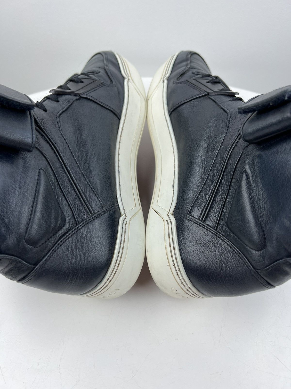 Gucci GUCCI Sneakers Hi Top Leather Shoes GG Logo Navy Men’s Size US 6.5 / EU 39-40 - 13 Thumbnail
