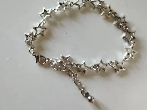 Jewelry Silver Color Grunge Stars Link bracelet Size ONE SIZE - 3 Thumbnail
