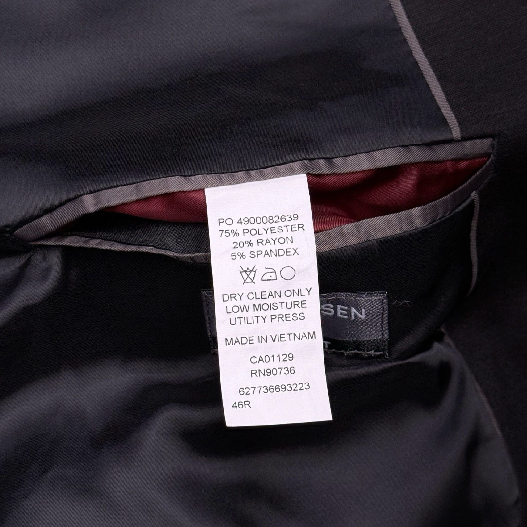 Van Heusen Van Heusen Sport Coat Blazer Slim Fit Black 46R Notch Lapel Four-Button Double-Vented Regular Length Mens Jacket Size 46R - 6 Thumbnail