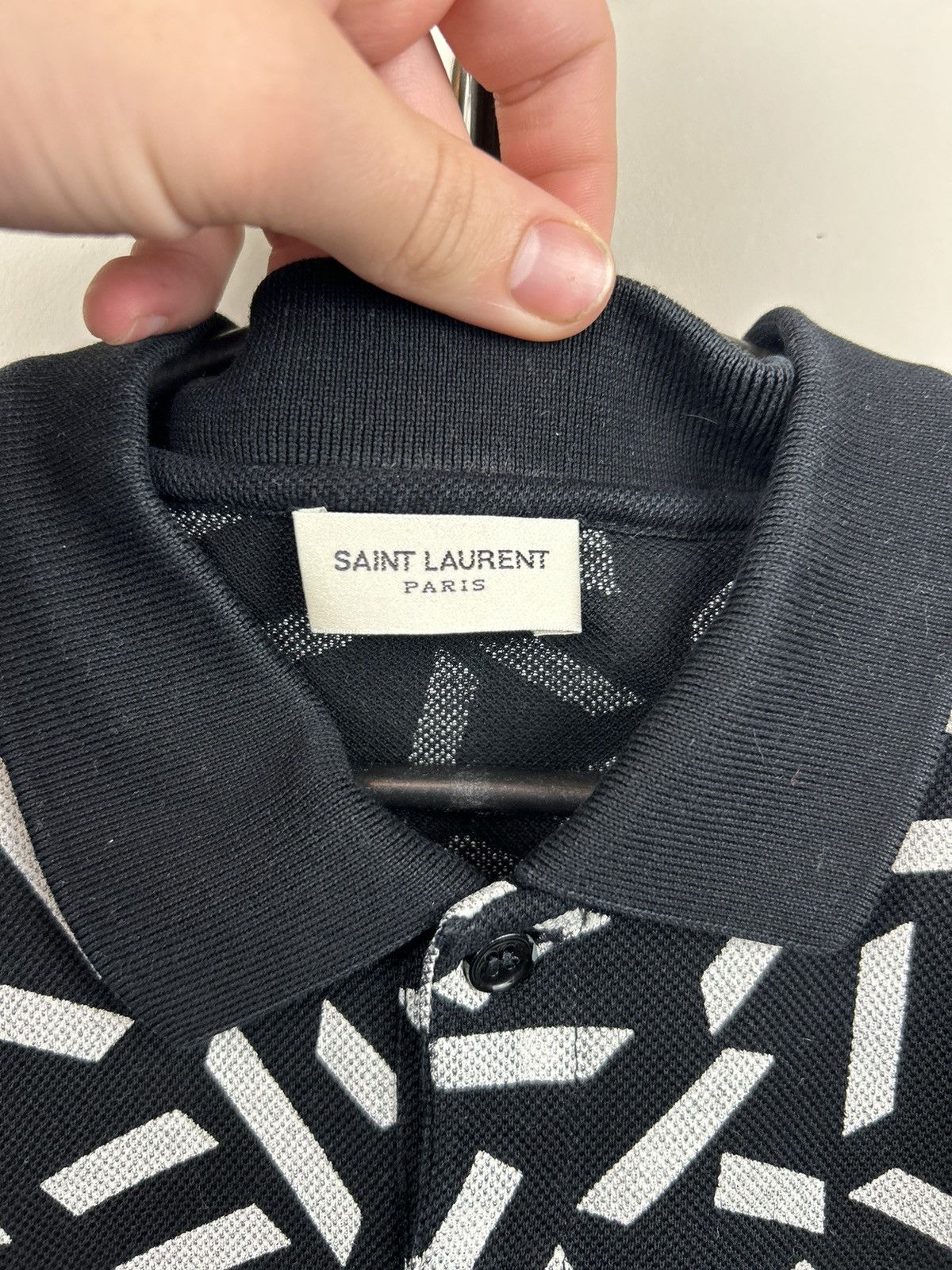 Saint Laurent Paris Saint Laurent Paris Geometric Polo Shirt YSL Size US S / EU 44-46 / 1 - 11 Thumbnail