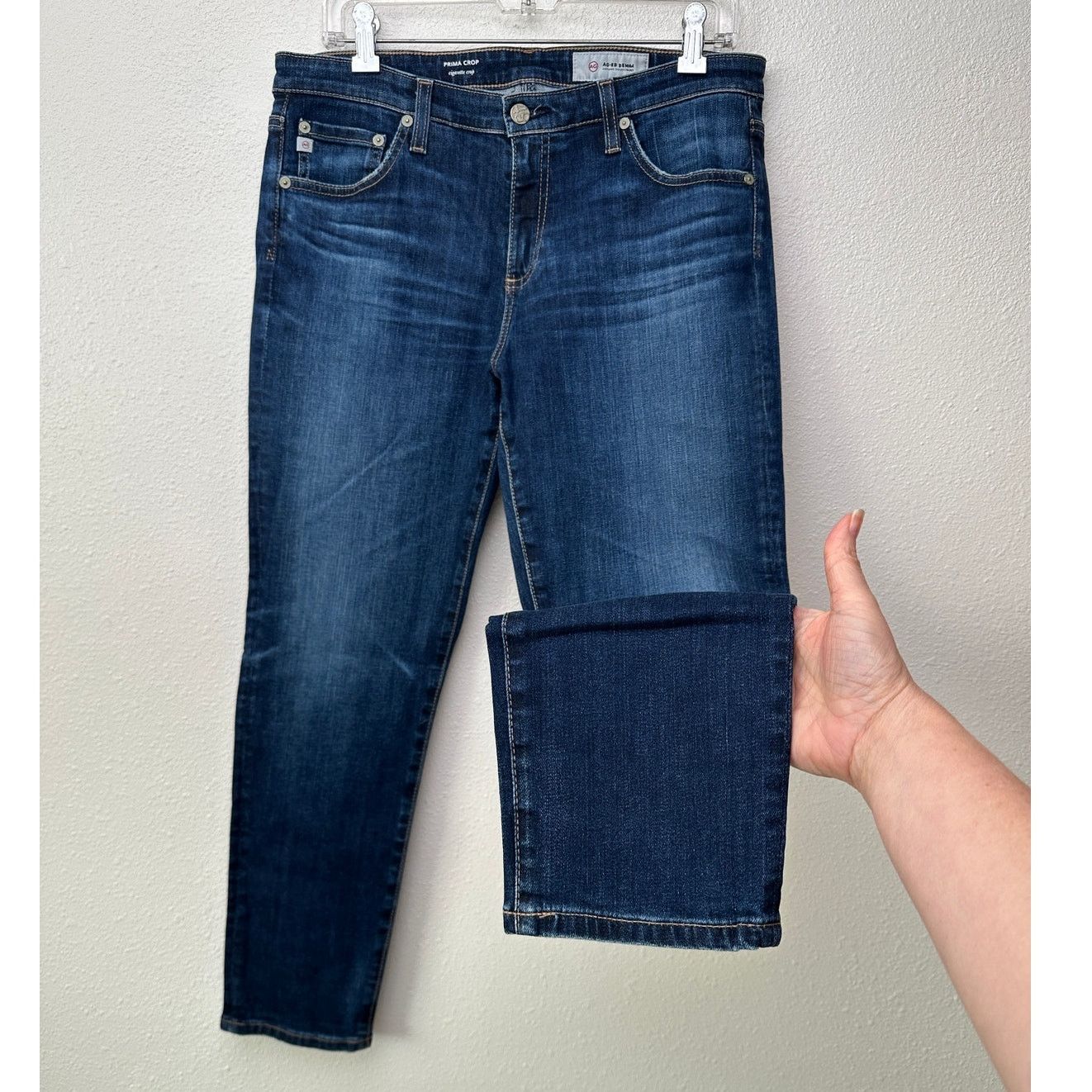 AG Jeans Prima Crop Cigarette Jeans Blue 31 Ankle Mid Rise