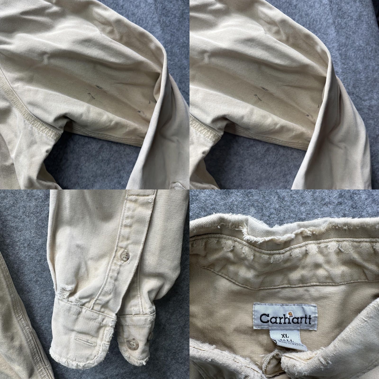 Carhartt VINTAGE Carhartt Shirt Mens XLT Beige Cotton Twill Workwear Button Up Distressed Size US XL / EU 56 / 4 - 8 Thumbnail