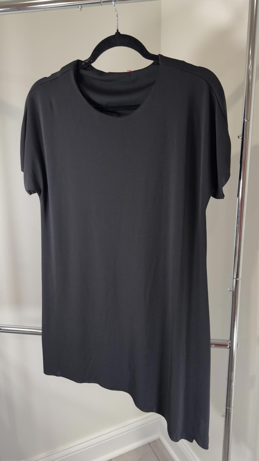 Other Chic Black Asymmetrical T-Shirt by Catherine Malandrino Size L / US 10 / IT 46 - 2 Thumbnail