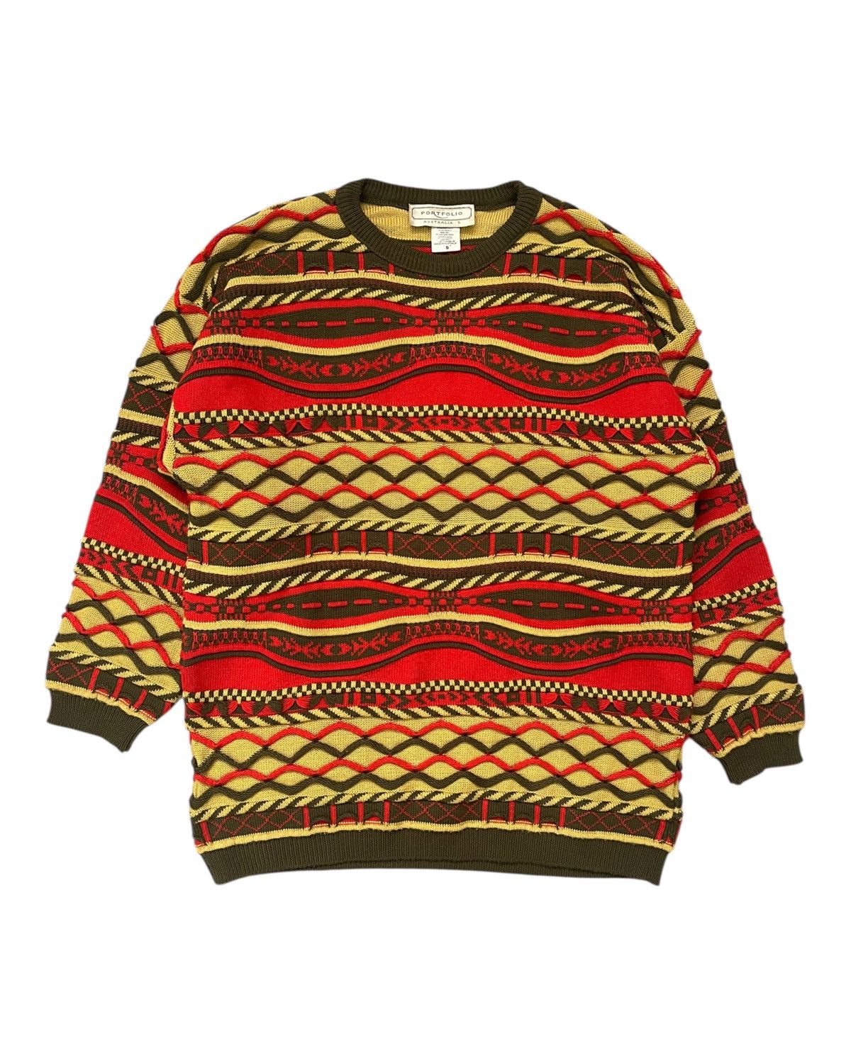Vintage 1990s Portfolio Australia “Coogi Style” 3D Cabled Sweater Size US S / EU 44-46 / 1 - 1 Thumbnail