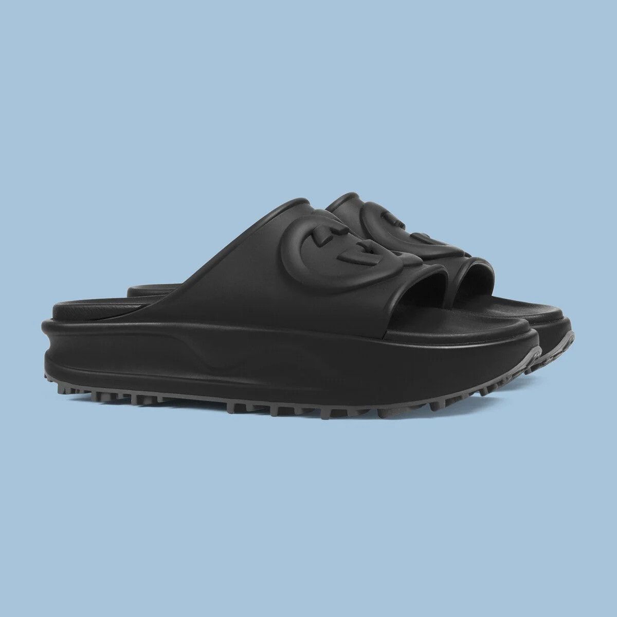 Gucci o1s1wg110425 Men's Interlocking G Slide Sandals in Black Size US 6.5 / EU 39-40 - 3 Thumbnail