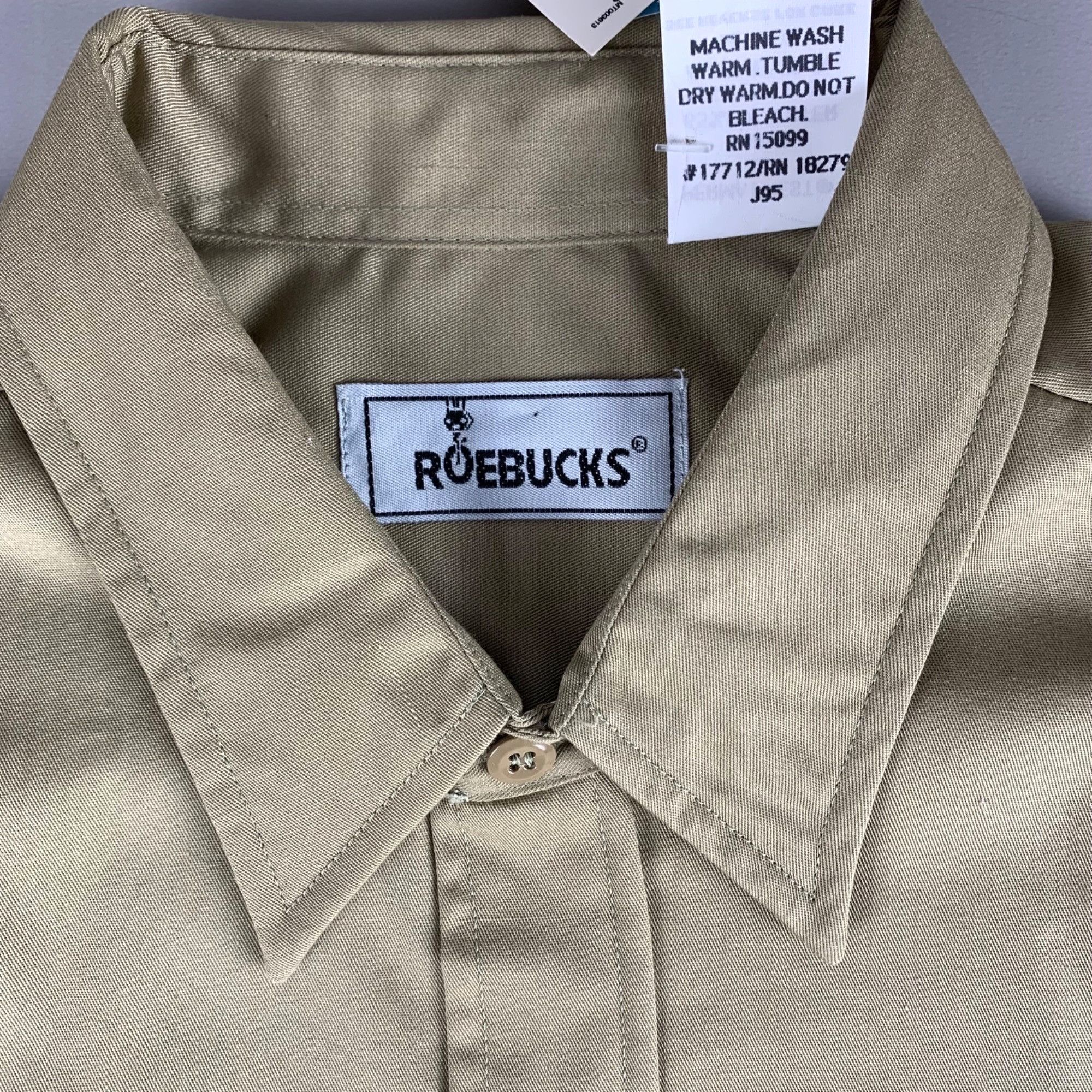 Other Vintage Roebucks Mens XL Khaki Short Sleeve Twill Work Shirt Size US XL / EU 56 / 4 - 5 Thumbnail
