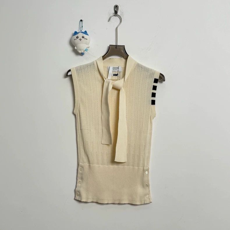 Thom Browne Thom Browne size38 White four stripe knitted sweater with l Size XS / US 0-2 / IT 36-38 - 1 Thumbnail
