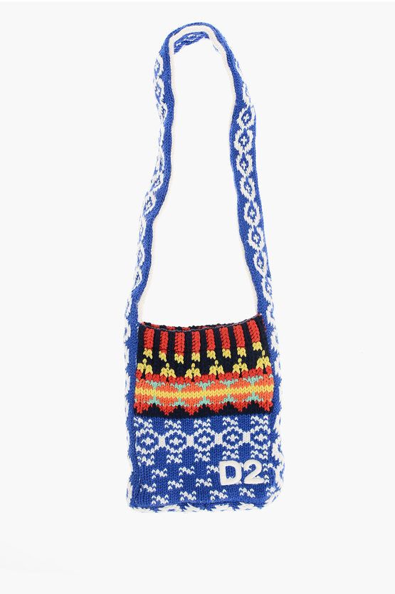 Dsquared2 Crochet Wool Blend Crossbody Bag, Men's
