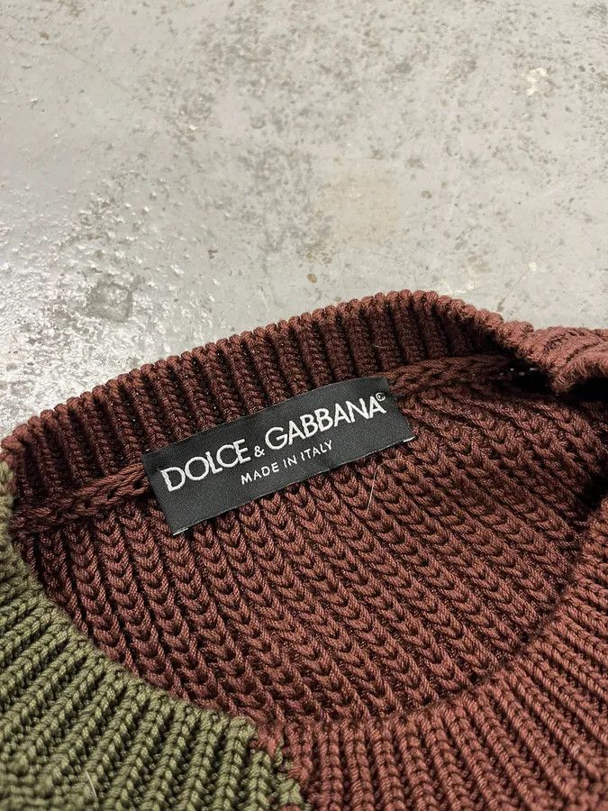Dolce & Gabbana 2010s Dolce & Gabbana Green & Brown Abstract Knit Sweater Size US M / EU 48-50 / 2 - 8 Thumbnail
