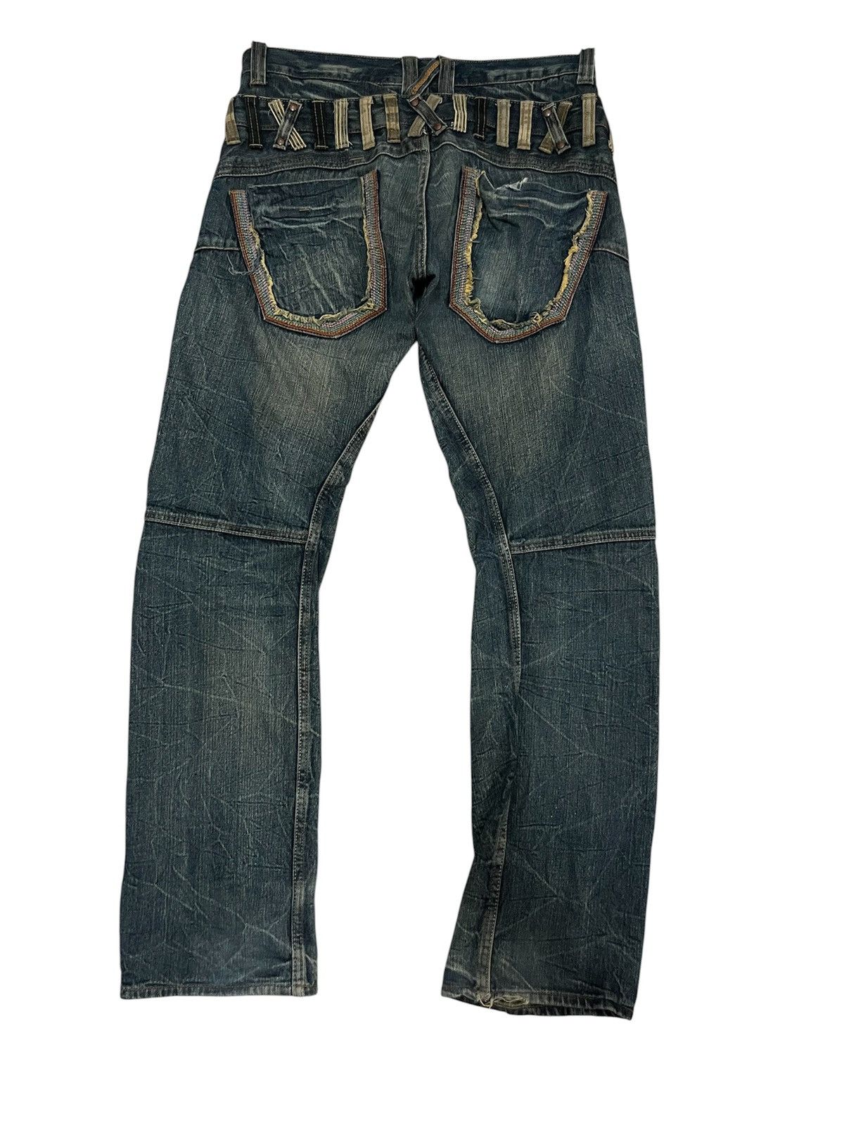 Japanese Brand DOUBLE WAIST DOMINATE HANDCRAFTED DISTRESED DENIM Size US 32 / EU 48 - 1 Thumbnail