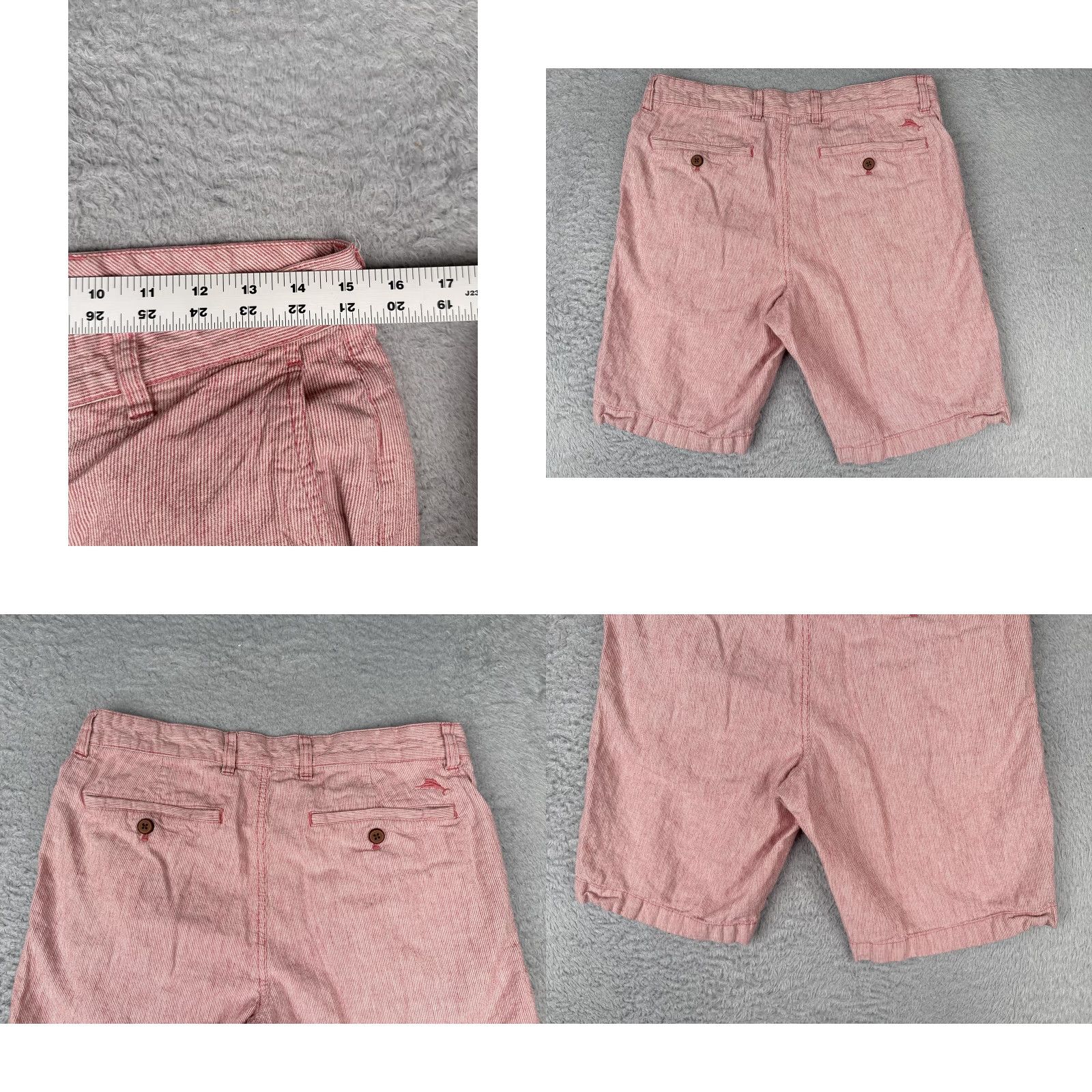 Tommy Bahama Tommy Bahama Mens Shorts 32 Red White Pinstripe Chino Flat Front Zip Fly Casual Size US 32 / EU 48 - 9 Thumbnail