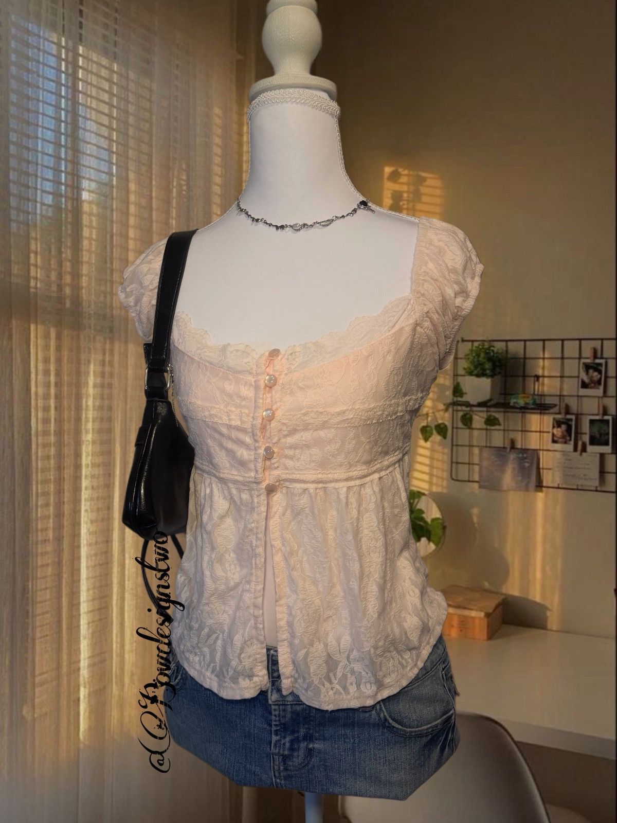 Other Marshmallow lace trim Pink Baby doll coquette Lacey top Size M / US 6-8 / IT 42-44 - 2 Thumbnail