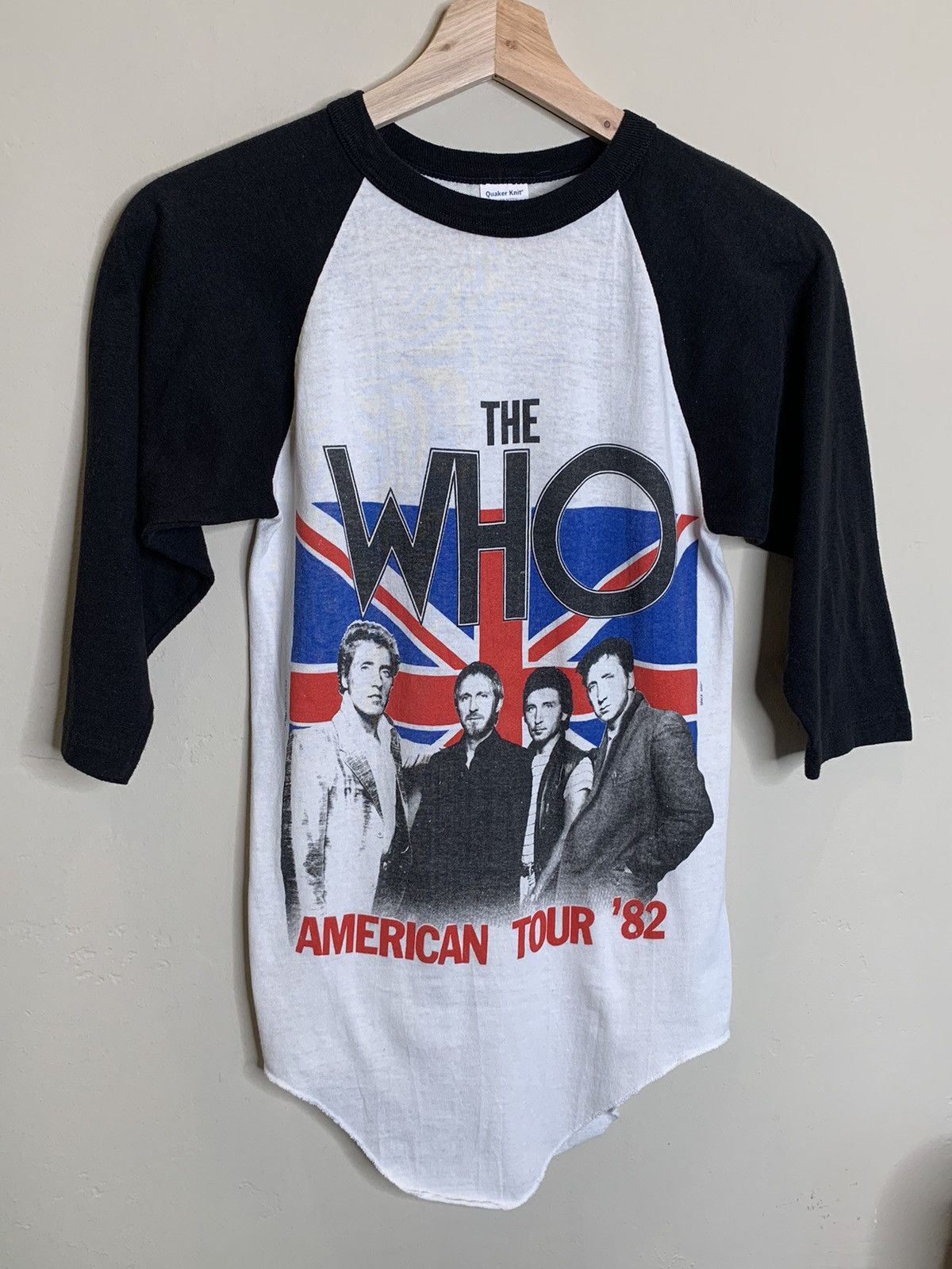 image of Band Tees x Made In USA Vintage 1982 The Who Tour Single Stitch Raglan Shirt in White (Size Small)