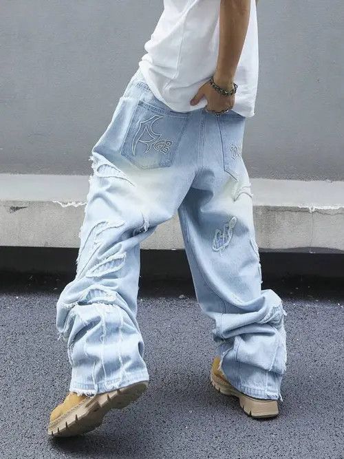 Jean Retro Distressed ripped baggy Jeans Size US 36 / EU 52 - 3 Thumbnail