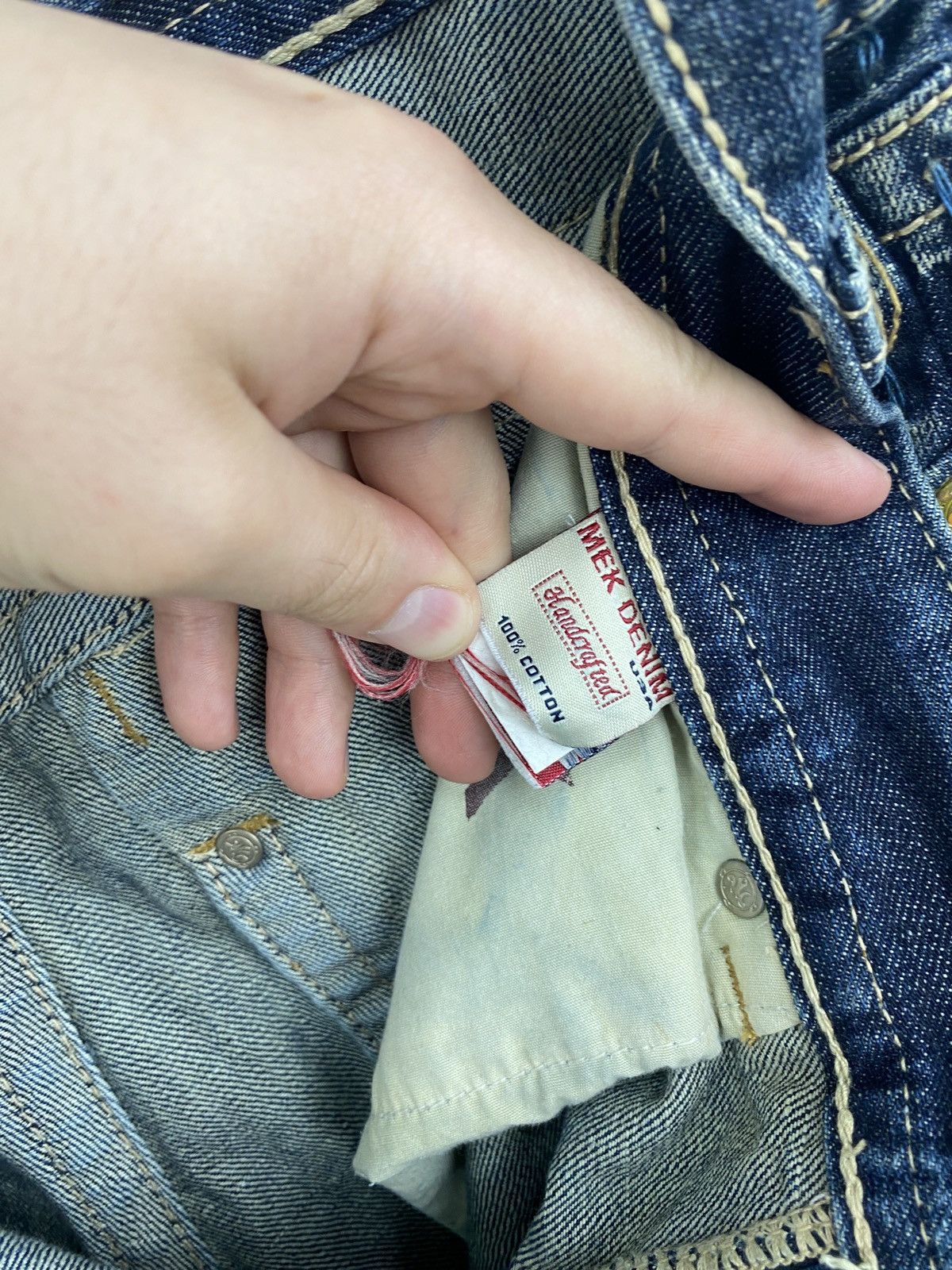 4GSELLER 🇯🇵 Y2K MEK Denim USA Trashed Faded Japan Style Jeans Rare Size US 34 / EU 50 - 19 Thumbnail