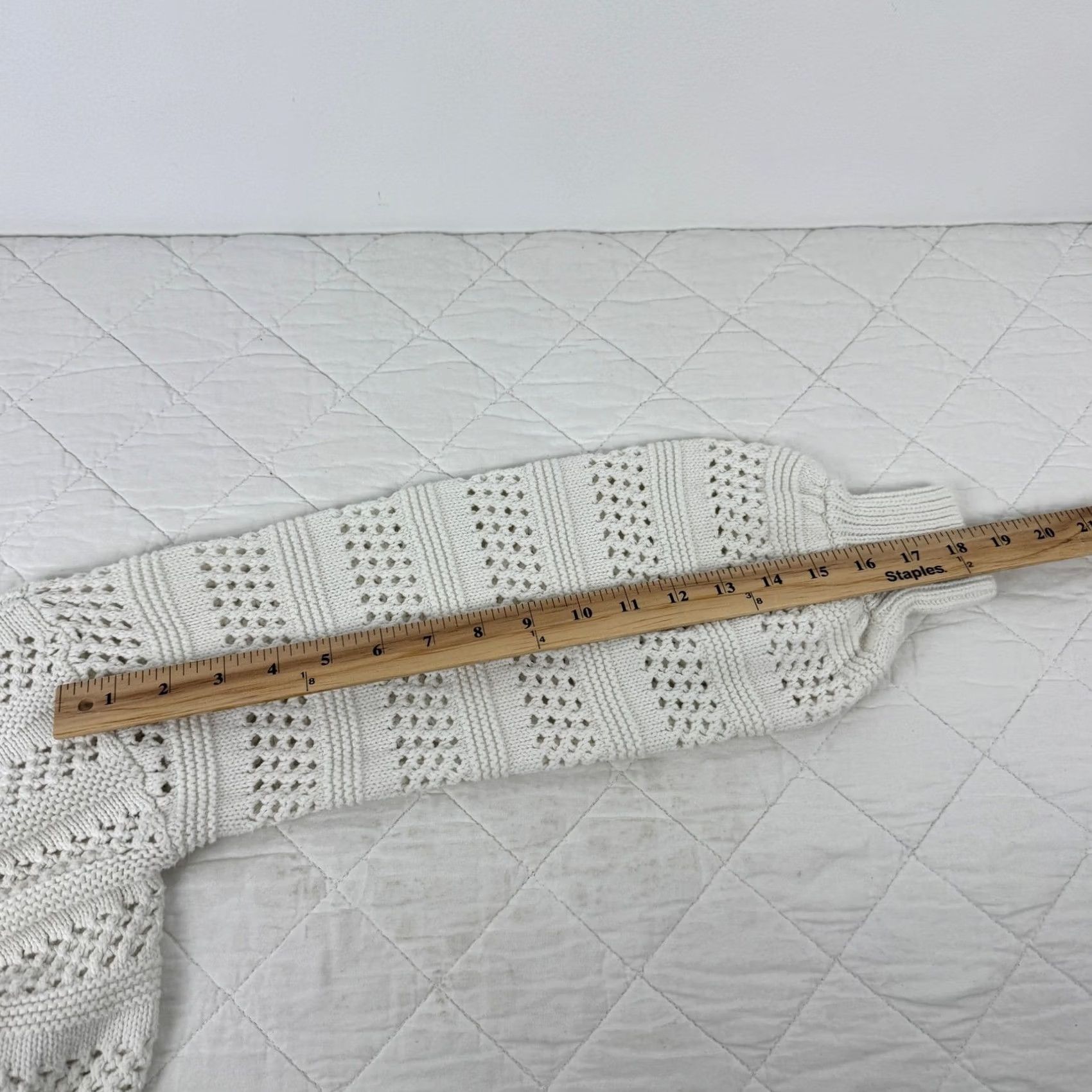 Vintage Allison Joy Sweater Womens S Ivory White Open Knit Pointelle Balloon Sleeve Crochet Size S / US 4 / IT 40 - 6 Thumbnail