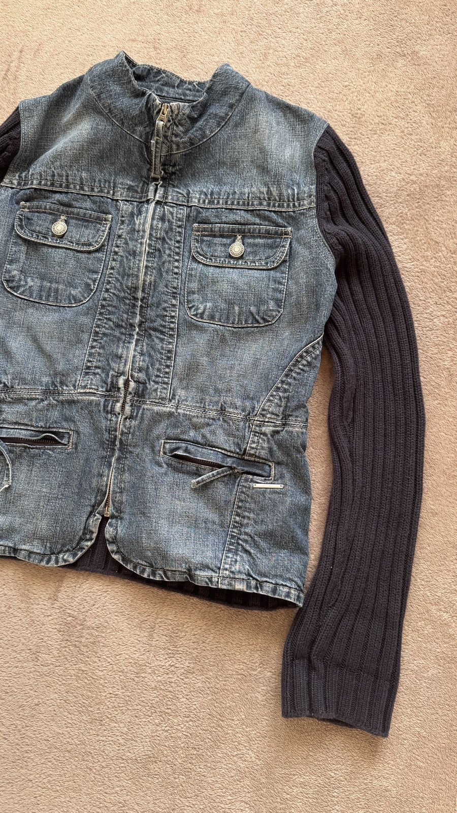 Hysteric Glamour Y2K Vintage Faded Denim Knit Jacket gucci miu miu ysl Style Size US S / EU 44-46 / 1 - 3 Thumbnail