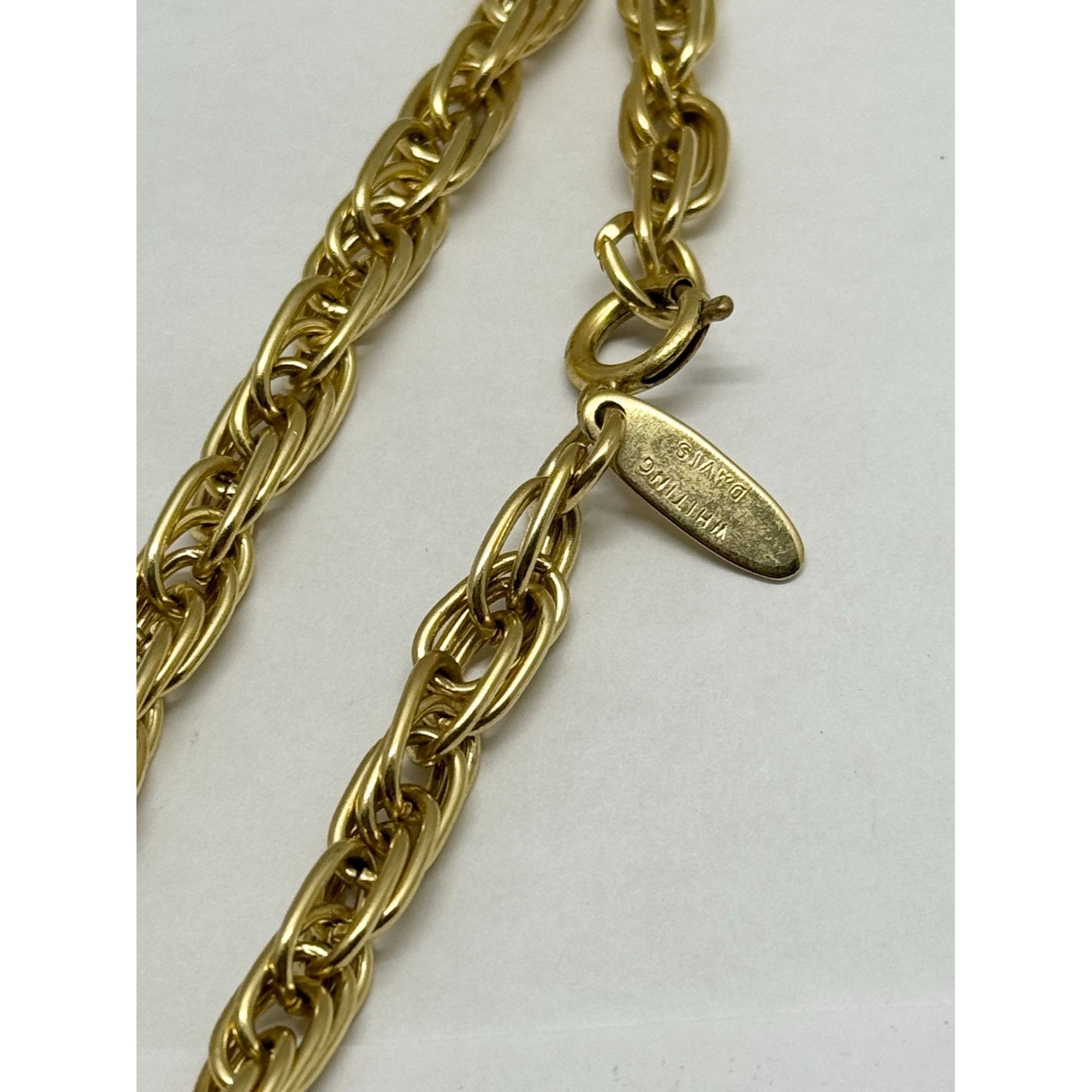 Vintage Whiting & Davis green flower pendant necklace