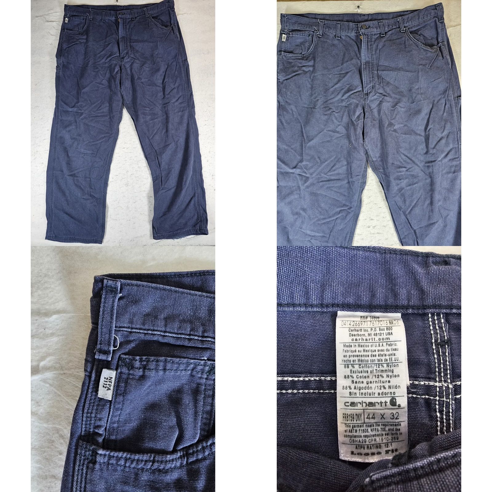 Carhartt VINTAGE: No (omit) Carhartt FR Jeans Loose Fit Flame Resistant Canvas FRB159 DNY Mens Sz 44x32 Blue Size US 44 / EU 60 - 8 Thumbnail