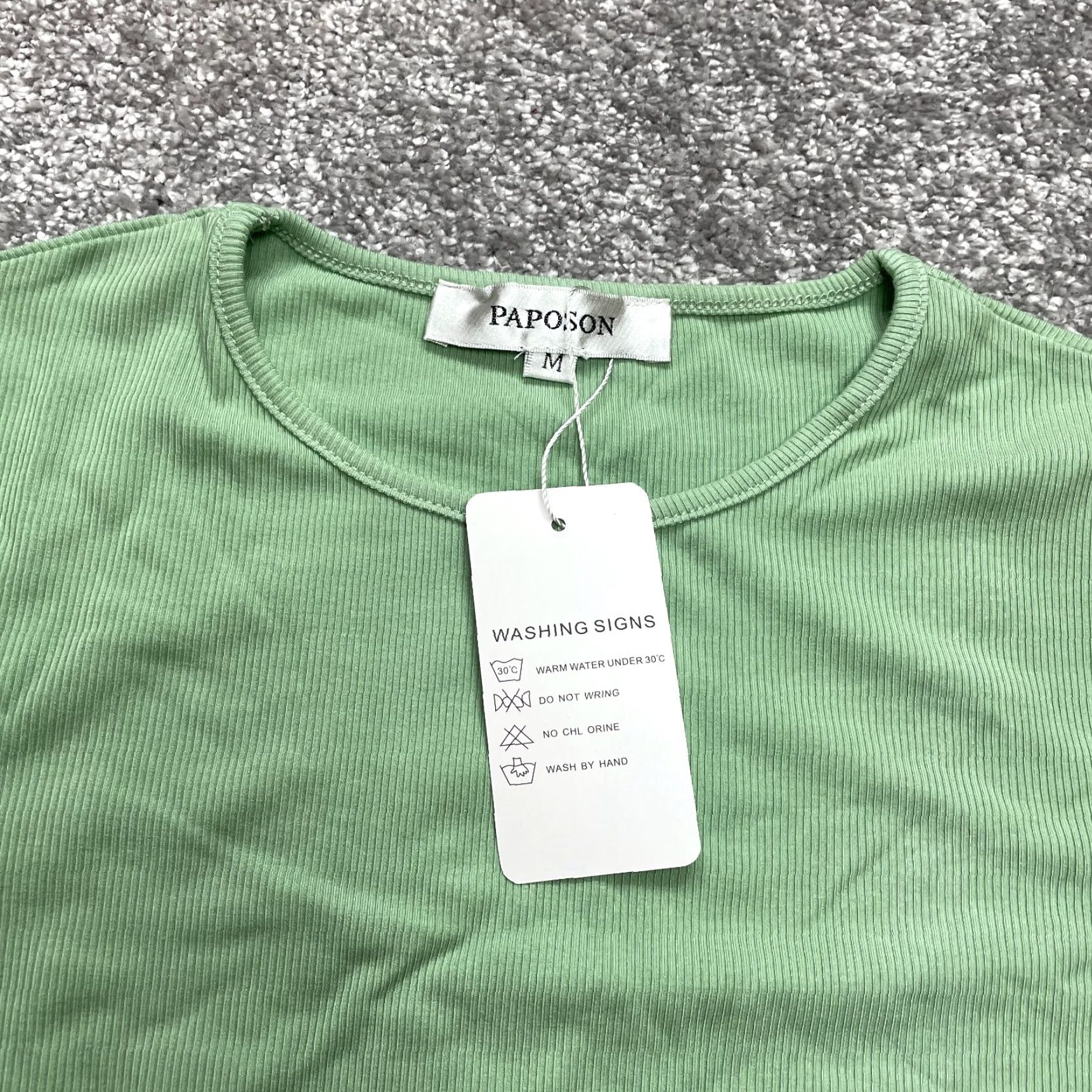 Vintage VINTAGE Papson Shirt Dress Top Womens Medium Light Pea Green Ribbed Stretch Midi New NWT Size M / US 6-8 / IT 42-44 - 3 Thumbnail