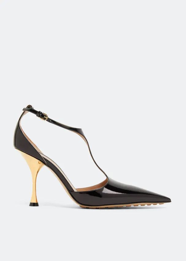 Bottega Veneta o1n1vont1125 Rocket T-Bar Pump Sandals in Black Size US 6 / IT 36 - 1 Thumbnail