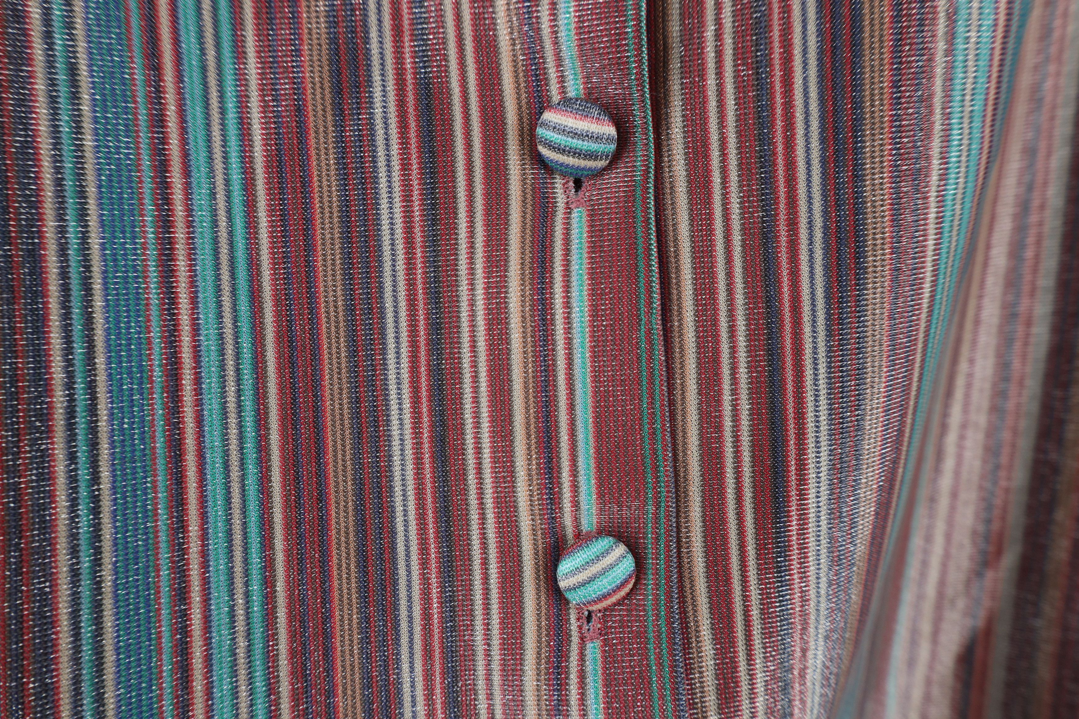 Vintage Vintage 70s Mid Century Modern Striped Cropped Button Shirt Size L / US 10 / IT 46 - 4 Thumbnail
