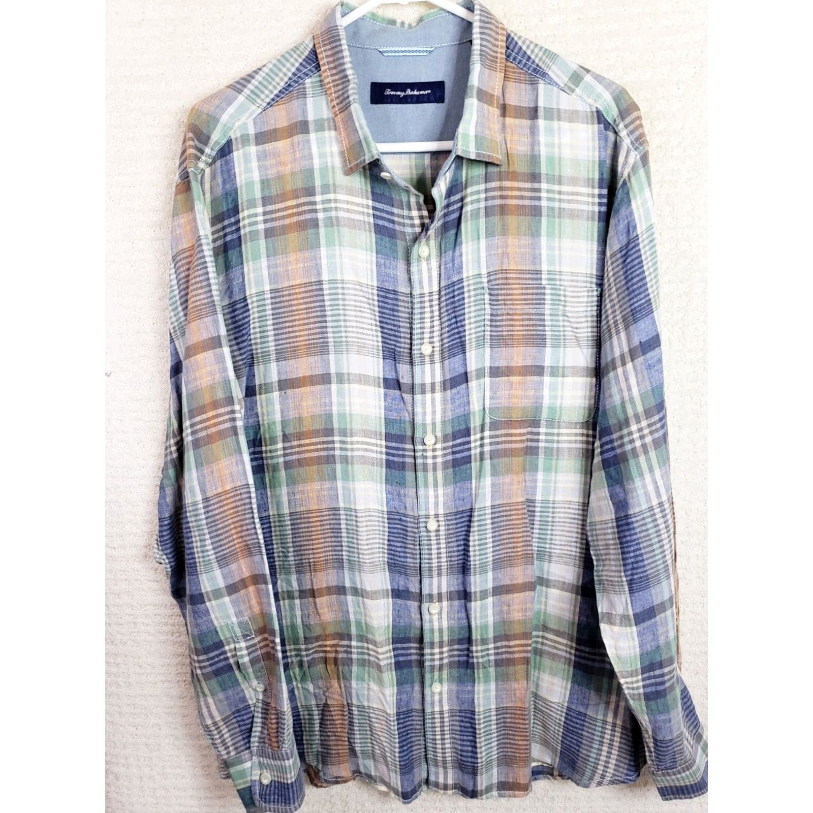 Tommy Bahama Tommy Bahama Shirt XL Colorful Plaid 100% Linen Long Sleeve Button-Up Men Size US XL / EU 56 / 4 - 2 Thumbnail