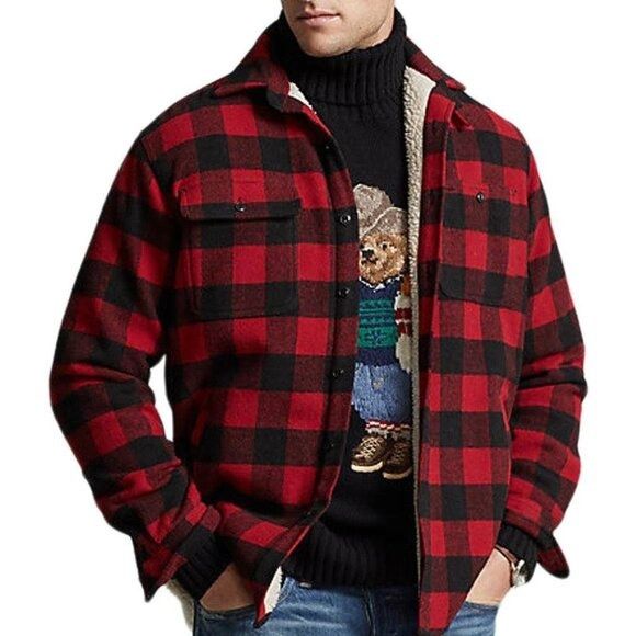 Polo Ralph Lauren Polo by Ralph Lauren Fleece Lined Plaid Wool Sherpa Overshir Size US L / EU 52-54 / 3 - 1 Thumbnail