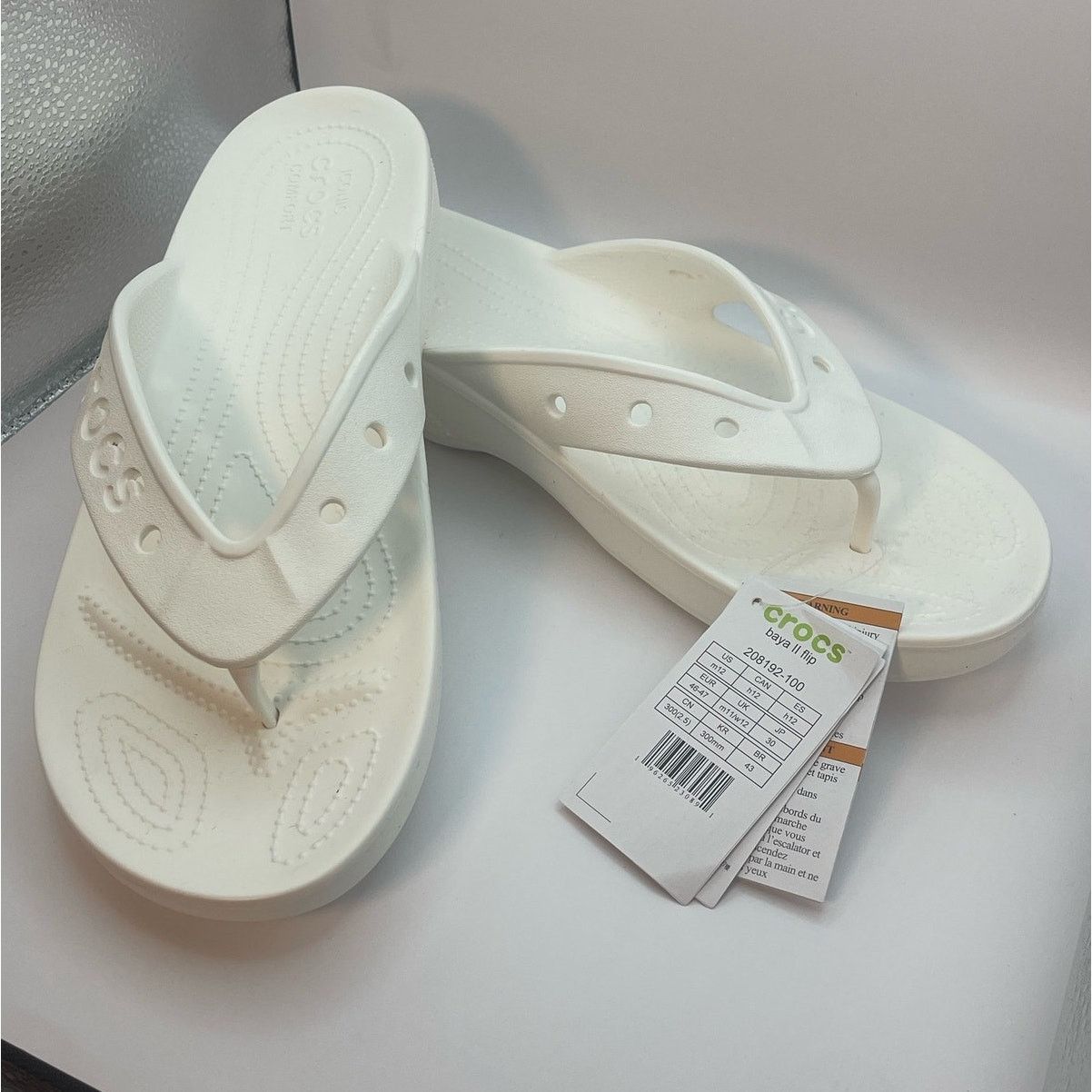 Crocs Crocs White Platform Flip Flops Sandals Slippers Size 12 NWT Size US 12 / EU 45 - 1 Thumbnail