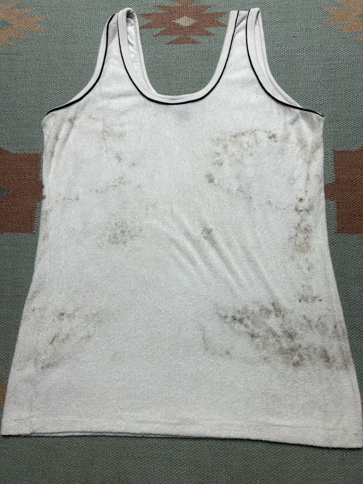 Vintage Vtg 70s tank top shirt Terry cloth beach stain grunge medium Size US M / EU 48-50 / 2 - 11 Thumbnail