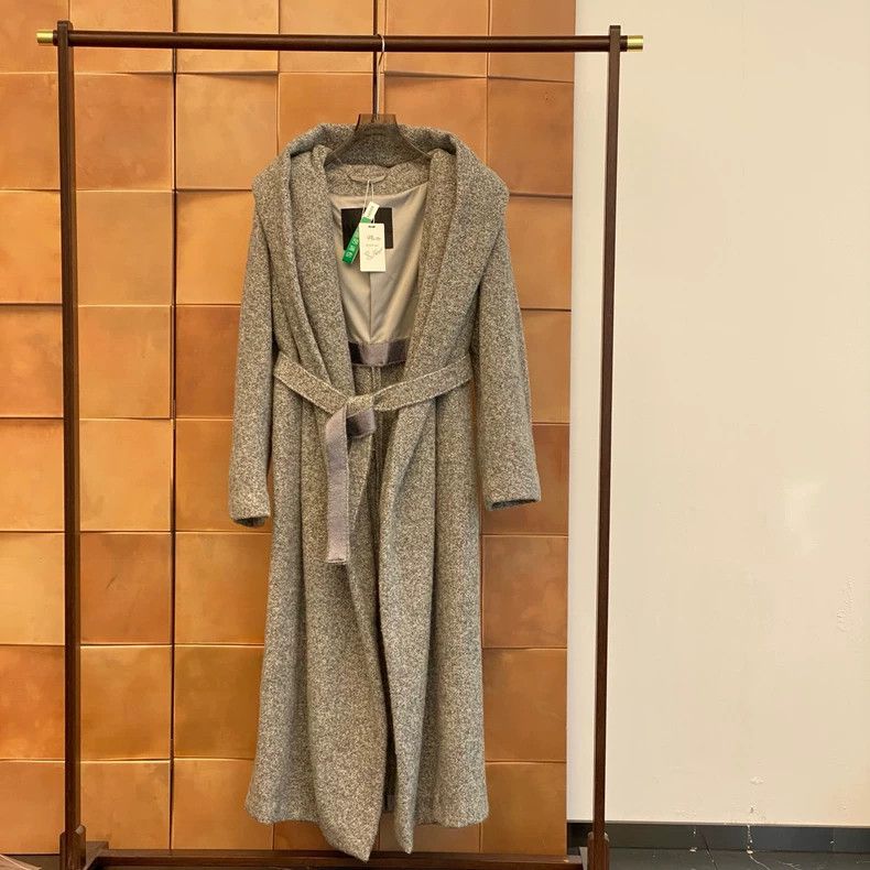 Max Mara Top Line Grey Hooded Alpaca Coat