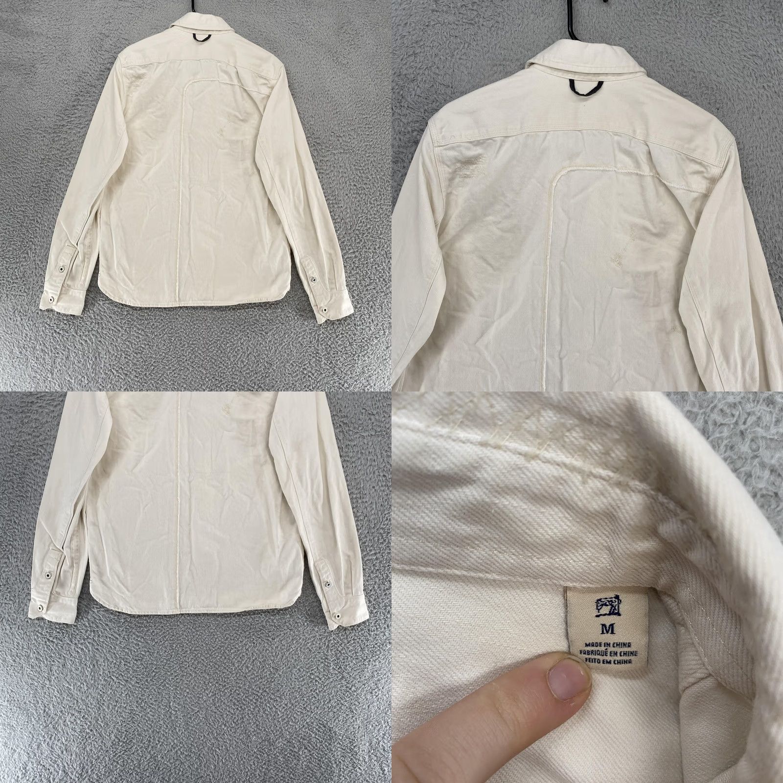 Scotch & Soda Scotch & Soda Shirt Mens Medium Ecru Amsterdams Blauw Workwear Cotton Overshirt Size US M / EU 48-50 / 2 - 8 Thumbnail